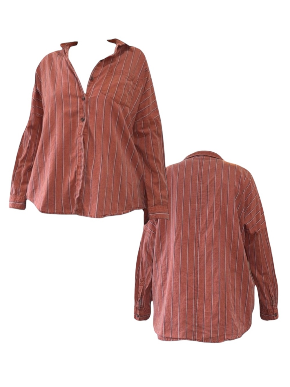 Urban Outfitters Rust Orange Striped Button-Down Shirt
